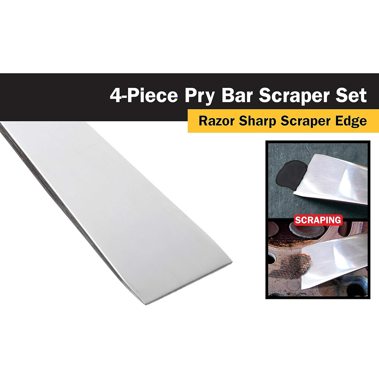 Titan 17009 4-Piece Stainless Steel Pry Bar Scraper Set