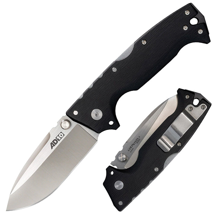 COLD STEEL AD-10 3.5" S35VN Steel Ultra-Sharp Drop Point Blade 5.25" G-10 Handle Tactical Folding Knife with Tri-Ad Locking Mechanism