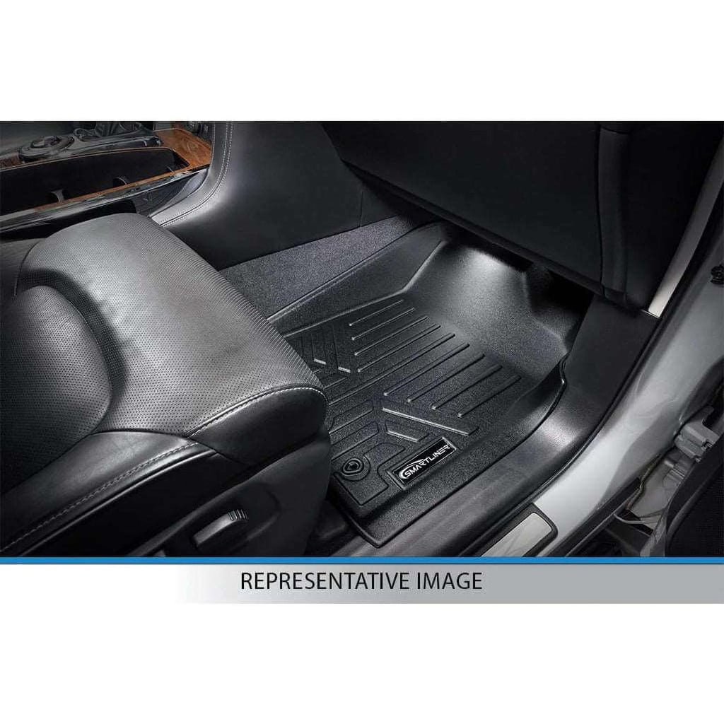 SMARTLINER SA0178B0179 Floor Liners Front & 2nd Row for 2001–2007 Chevy Silverado & GMC Sierra Extended Cab – All Weather, Black