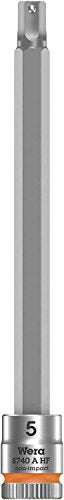 Wera - 5003345001 5Piece 100mm Long 1/4" Sq. Drive Holding Function Hex Socket Set, 003345