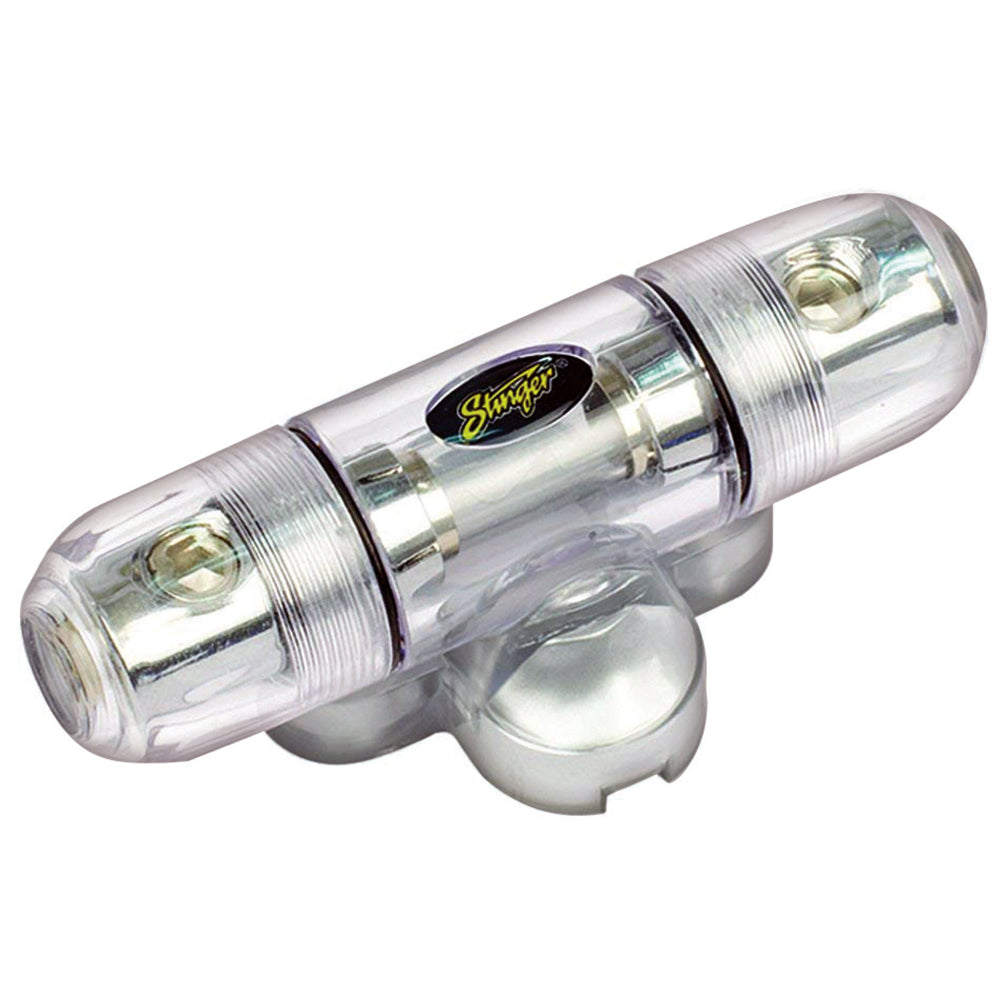 Stinger SPD5101 AGU Fuse Holder with 4/8 Gauge Inputs and ShocKrome Finish,Silver