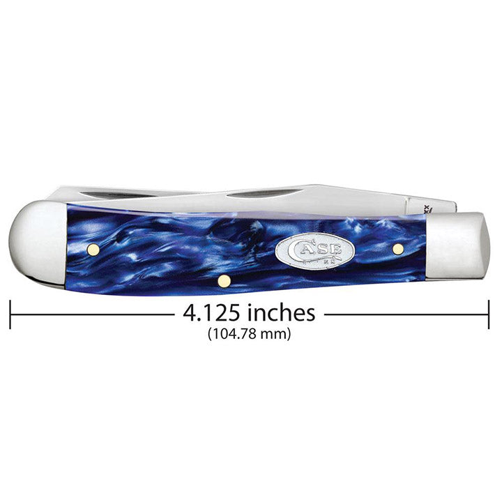 Case WR XX Pocket Knife Trapper Sparxx Blue Pearl Kirinite Item #23431 - (10254 SS) - Length Closed: 4 1/8 Inches