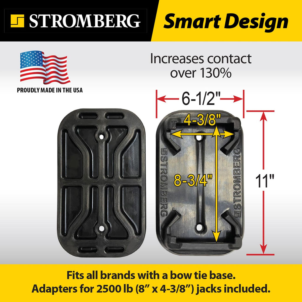 Stromberg Carlson 2-Pack Scissor Jack Shoe - Jack Pads That Stay Attached - Moulded EPDM Rubber Pads w/Drain Holes - Scissor Jack Pads for RV and Campers - Made in The USA