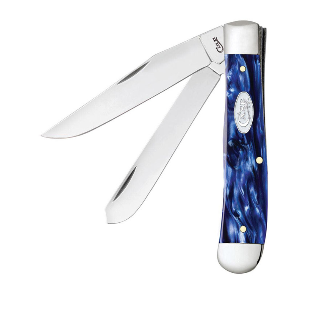 Case WR XX Pocket Knife Trapper Sparxx Blue Pearl Kirinite Item #23431 - (10254 SS) - Length Closed: 4 1/8 Inches