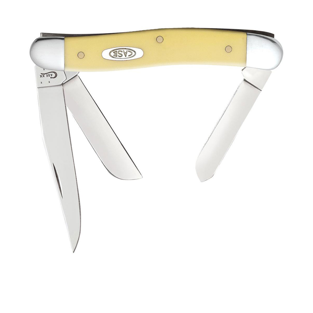 Case Medium Stockman Pocket Knife 2.625" Clip, Sheepfoot and Spey Stainless Steel Polished Blade Synthetic Handle Yellow