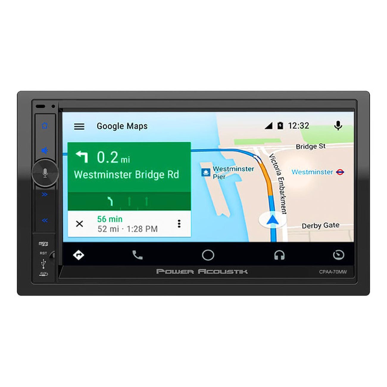 Power Acoustik CPAA70MW 7” Double DIN Car Stereo – Wireless Apple CarPlay & Android Auto, Bluetooth, Touchscreen Multimedia Receiver, Backup Camera Ready