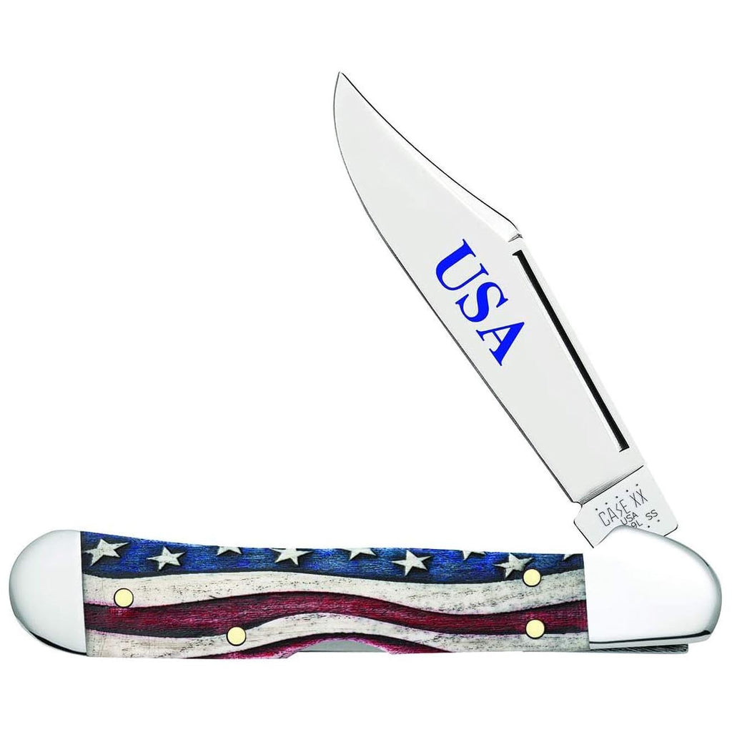 Case WR XX Pocket Knife Patriotic Smooth Natural Bone Mini Copperlock Item #64141 - (61749L SS) - Length Closed: 3 5/8 Inches