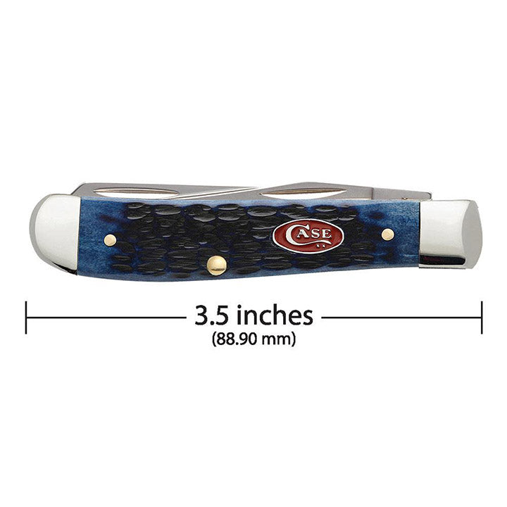 Case WR XX Pocket Knife Navy Blue Jigged Bone Mini Trapper Item #7321 - (6207 SS) - Length Closed: 3 1/2 Inches