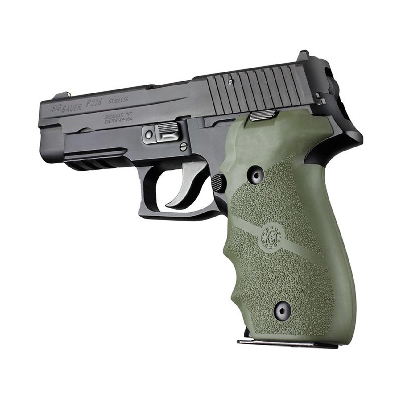 Hogue OverMolded Rubber Grip for SIG SAUER P226 DA/SA & DAK with Finger Grooves, OD Green - 26001
