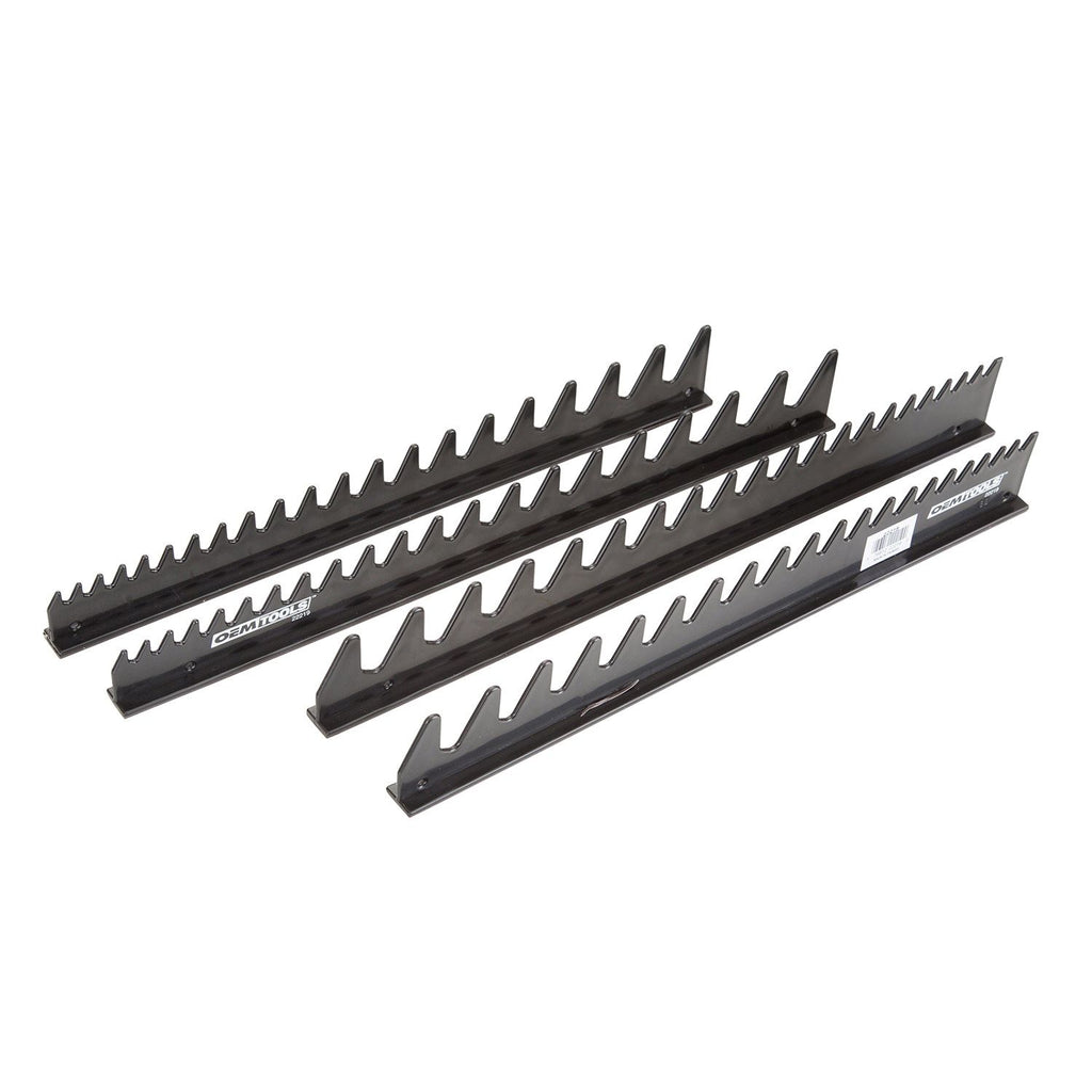 OEMTOOLS 22219 4 Piece Magnetic Rail Wrench Organizer, Magnetic Wrench Storage For Up To 40 Tools, 16 Inch V Shape Design, Tool Box Accessories, Black