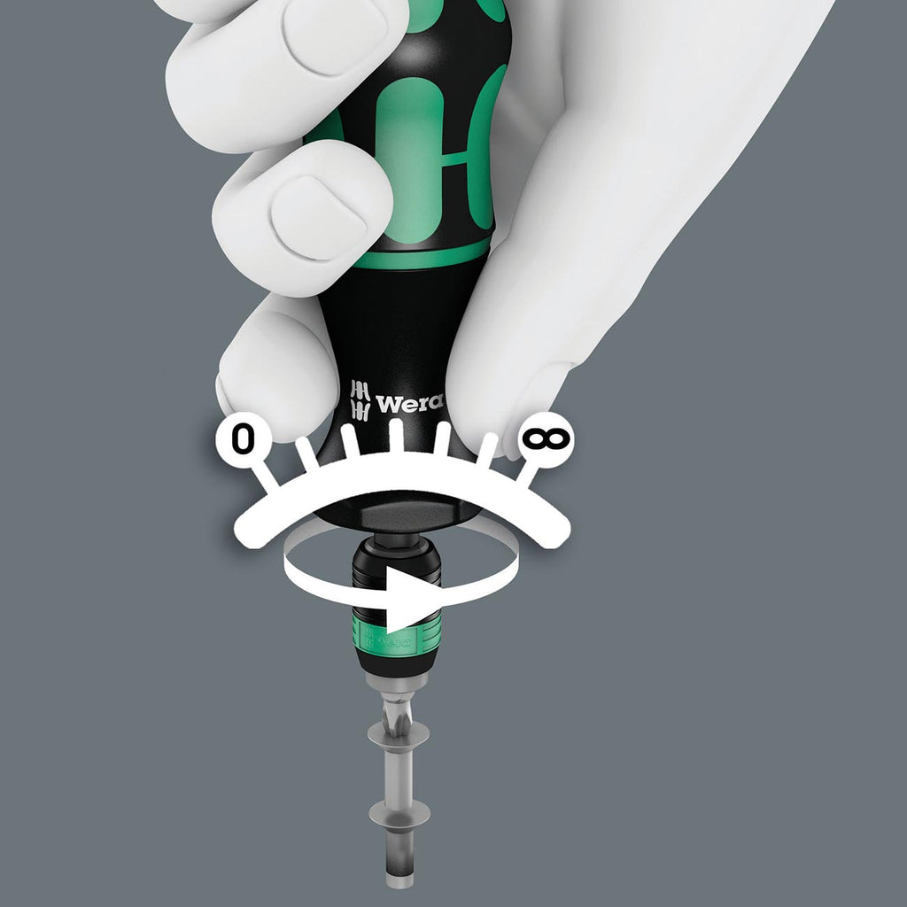 Wera 05074720001 Kraftform 7465 Hexagon Torque Screwdriver, 1/4" Head, 2.5-11.5"/lbs Pre-Set Adjustable Torque Range