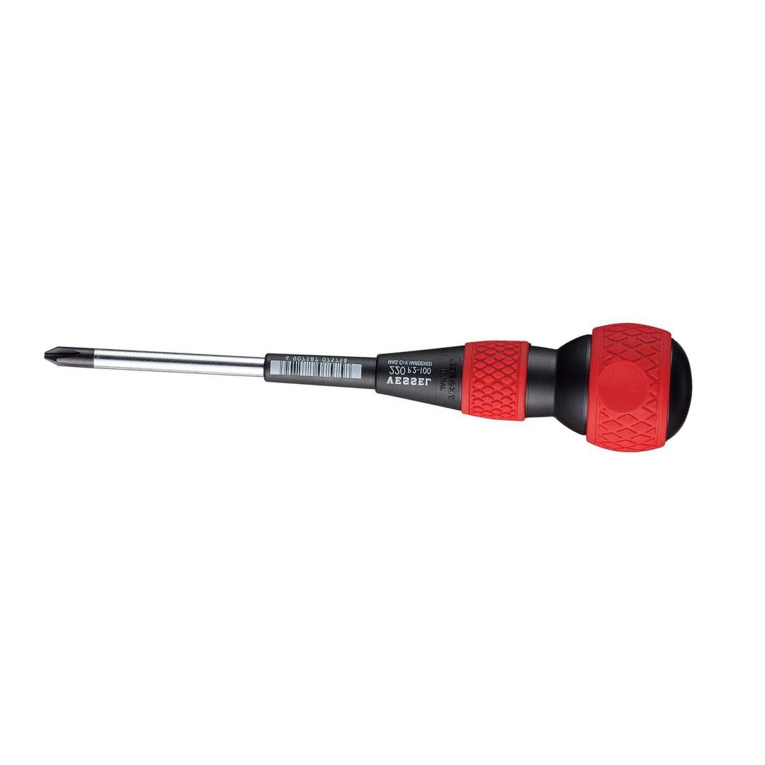 Vessel 220P2100 Ball Grip Screwdriver – Phillips #2 x 100mm JIS Precision Driver, Ergonomic Ball Handle, Magnetized Tip, Professional Hand Tool