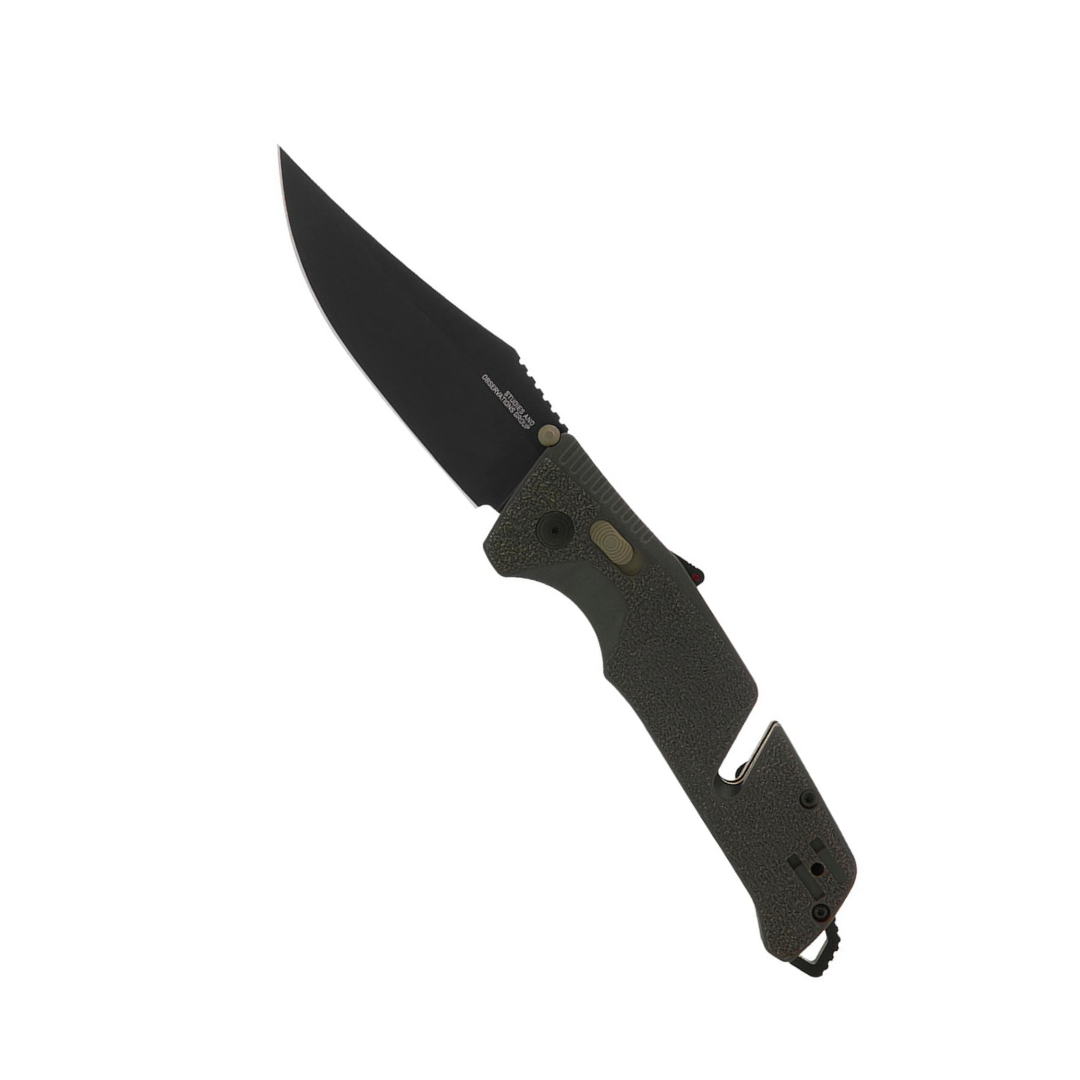 SOG Trident at Ambidextrous Professional Straight Folding Knife | Heat-Treated CRYO D2 3.75" Stainless Steel Blade, Olive Drab