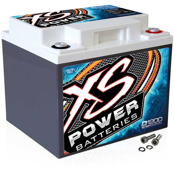 XS Power D1200 2600 Amp AGM Battery with M6 Terminal Hardware - 12 Volt 55Ah 740CA Deep Cycle AGM Powercell for UTV, Car Audio Systems - 35.30 lbs, Maintenance Free, Sealed Design