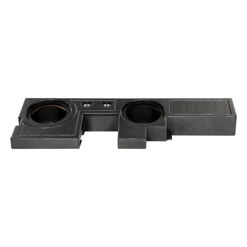 QPower Dual 10-Inch Ported Car Audio Subwoofer Enclosure for Ford Super Duty 2000–2016 F250 F350 F450 F550 - Behind Seat Truck Box with Bed Liner Finish, 0.55 Cu Ft Air Space, 4.5" Mounting Depth