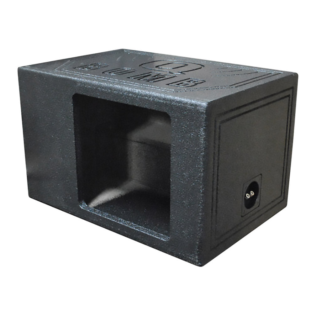 QPower QBOMB12VLSINGSQ Single Square 12″ Turbo-Ported Subwoofer Enclosure – Bedliner Finish – High Output Bass