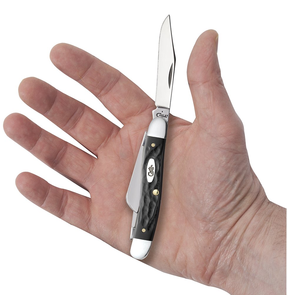 Case WR XX Pocket Knife Rough Black Jigged Synthetic Medium Stockman Item #18222 - (6318 SS) - Length Closed: 3 5/8 Inches