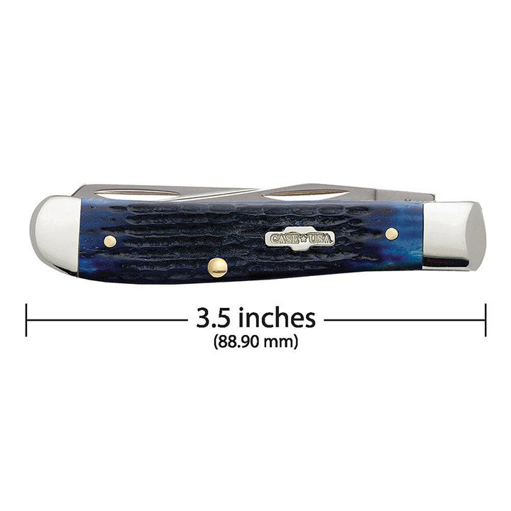 Case WR XX Pocket Knife Blue Jigged Bone Mini Trapper Item #2838 - (6207 SS) - Length Closed: 3 1/2 Inches
