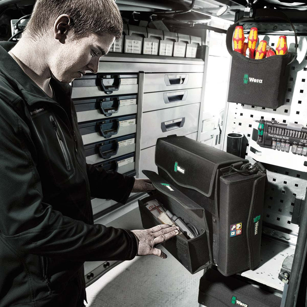 Wera 2go 4 Tool Quiver - Adjustable Partition Tote Bag for Screwdrivers & Tools with Hook & Loop Docking System - 05004353001