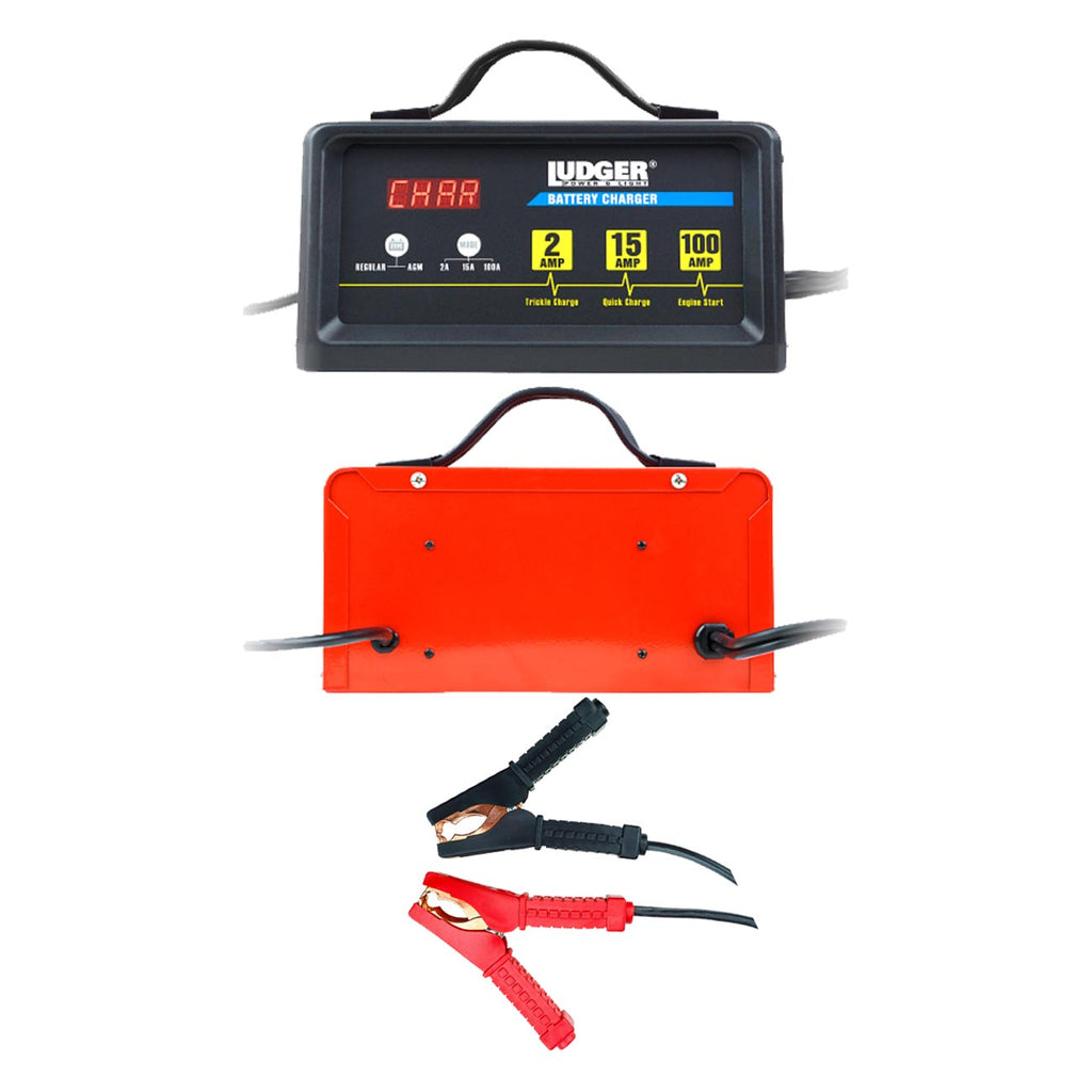 Ludger 12 Volt Battery Charger (LBCG-12-100), 12V Battery, Regular/AGM Battery Type, Automatic Car Charger, Battery Charger 12V Automotive, LED Screen