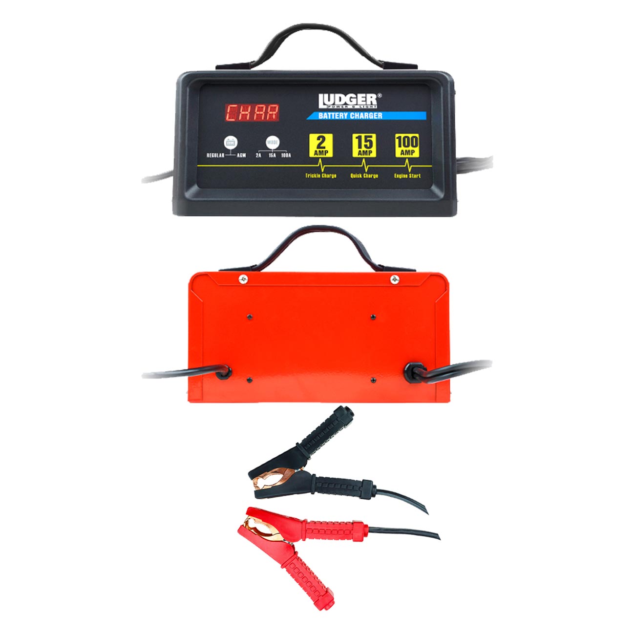 Ludger 12 Volt Battery Charger (LBCG-12-100), 12V Battery, Regular/AGM Battery Type, Automatic Car Charger, Battery Charger 12V Automotive, LED Screen