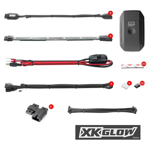 XK Glow XKchrome App Control Motorcycle Standard LED Accent Light Kit - 8 Pods / 4 Strips