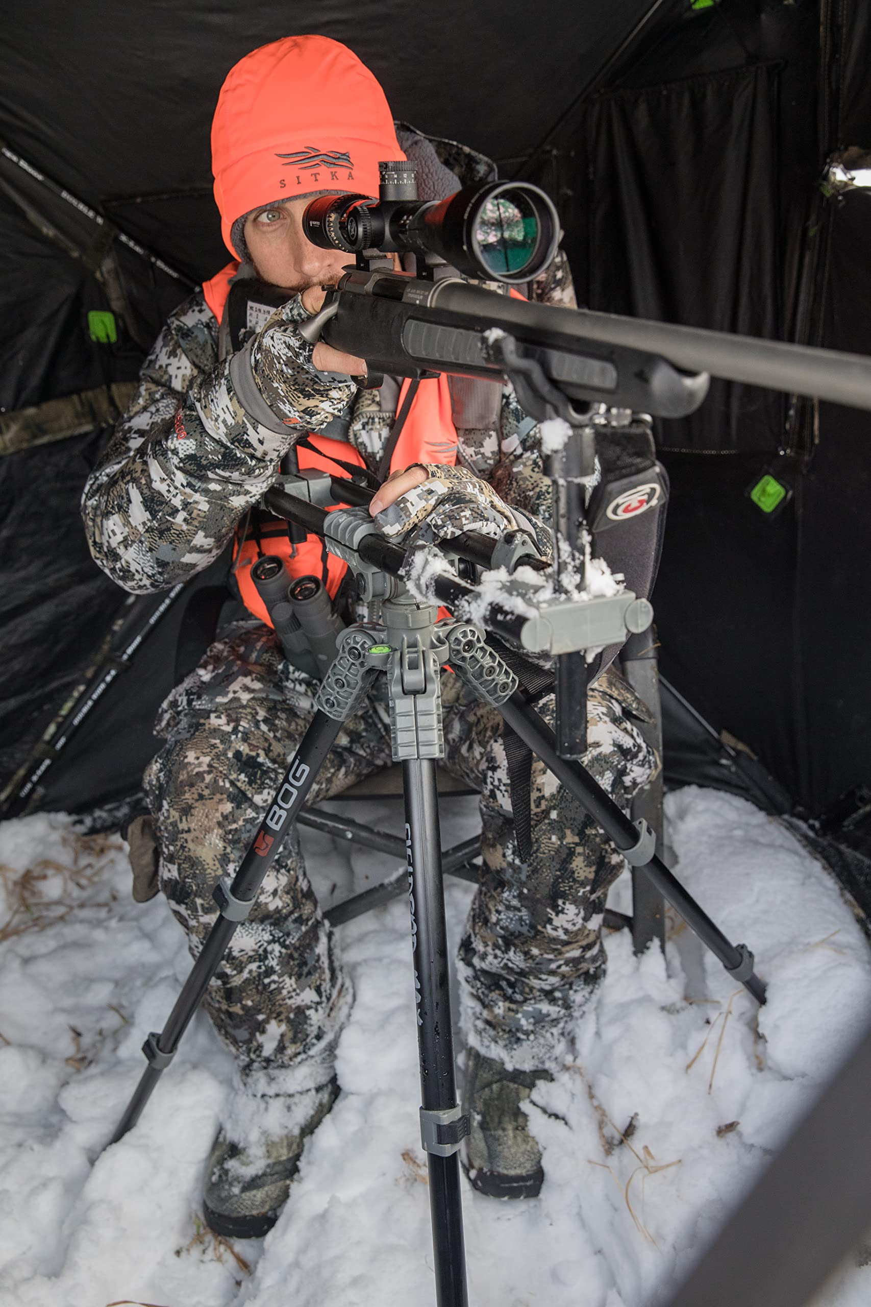 BOG FieldPod Max Hunting Rest with Maximum Shooting Stability, Bubble Level, Tension Knobs, Non-Marring Hands-Free Gun Rest, Adjustable Legs, and Screw Out Spikes for Hunting, Shooting, and Outdoors