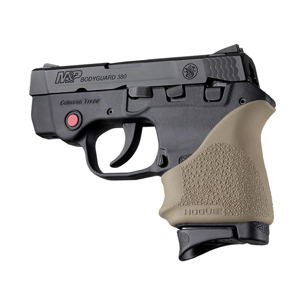 Hogue HandAll Beavertail Rubber Grip Sleeve for S&W Bodyguard 380, Taurus TCP, FDE - Flat Dark Earth - 18503