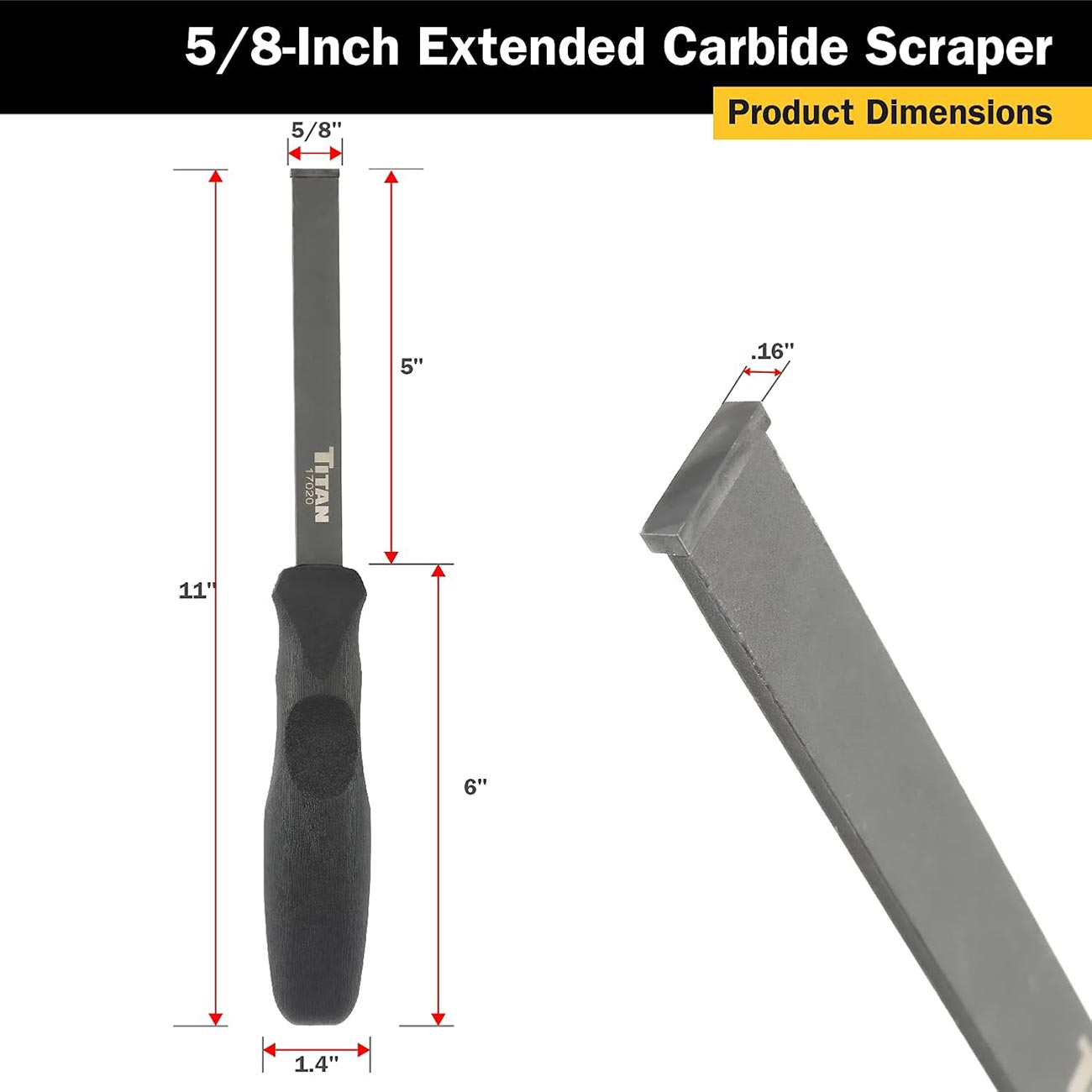 Titan 17020 Extra Long 5/8-Inch Carbide Scraper