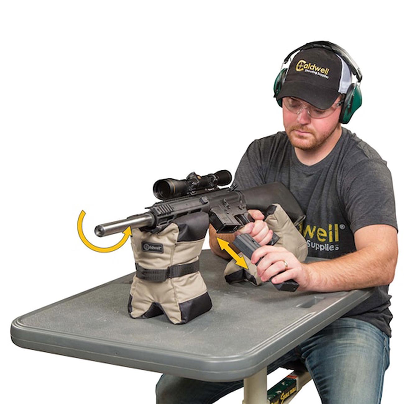 Caldwell Tactical DeadShot Combo Filled Shooting Front, Rear Rests with Adjustable Height for Rifles, Range, Hunting
