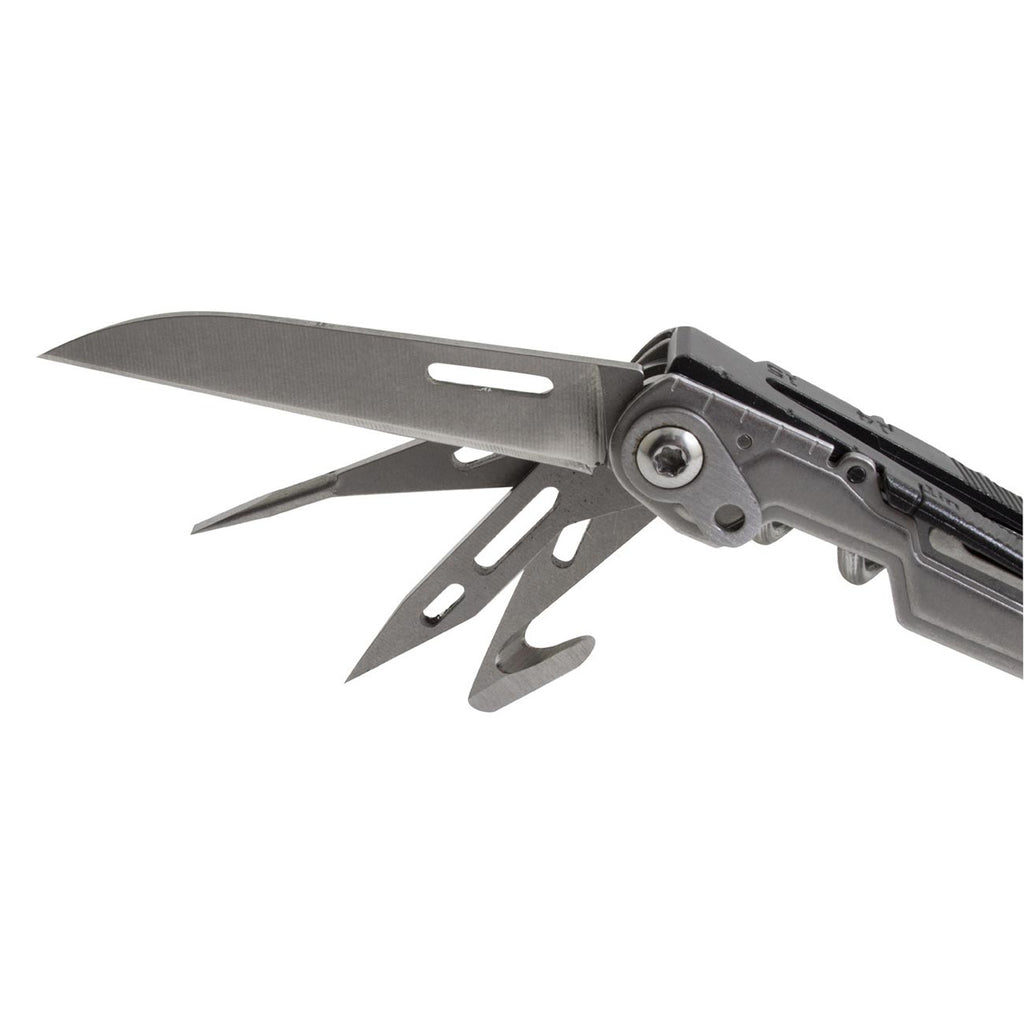 SOG PowerLitre Mini Utility Multi-Tool w/ 19 Lightweight Tools, Compact 5 Inch Long Utility Tool with Knife, Screwdriver, Hex Bit Holder, Stone Wash