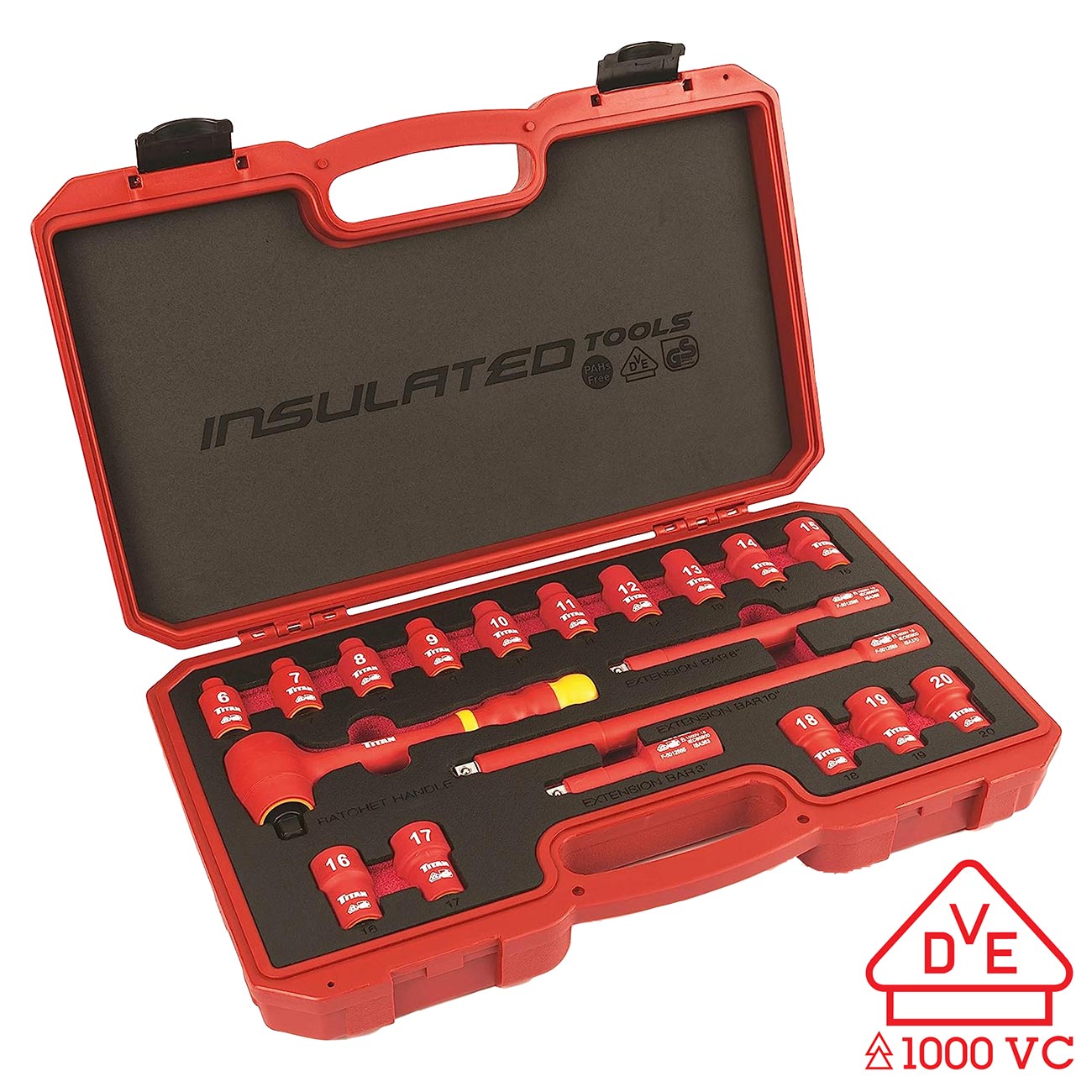 Titan 68100 19-Piece 3/8-Inch Drive VDE Insulated Socket Set