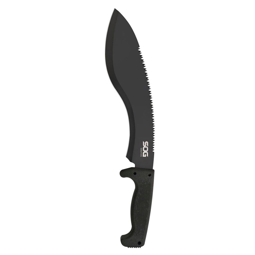 SOG Sogfari Kukri 13" Stainless Steel Survival Machete Knife | Saw on the Back of the Blade, Textured Handle, Nylon Sheath