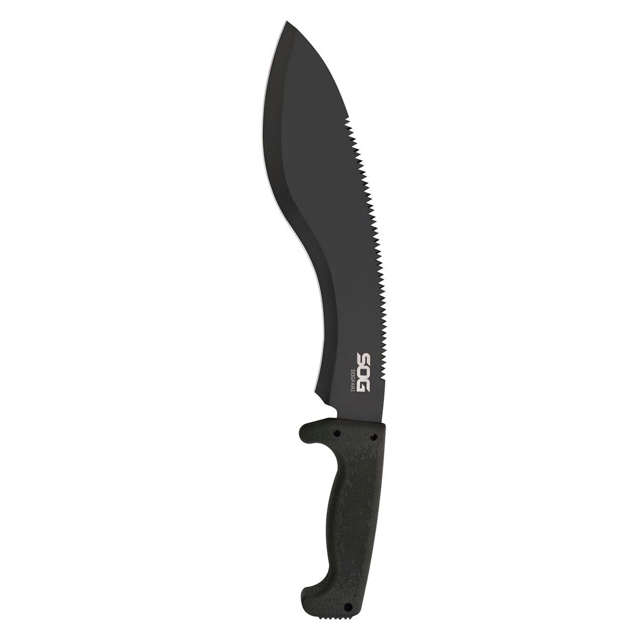 SOG Sogfari Kukri 13" Stainless Steel Survival Machete Knife | Saw on the Back of the Blade, Textured Handle, Nylon Sheath