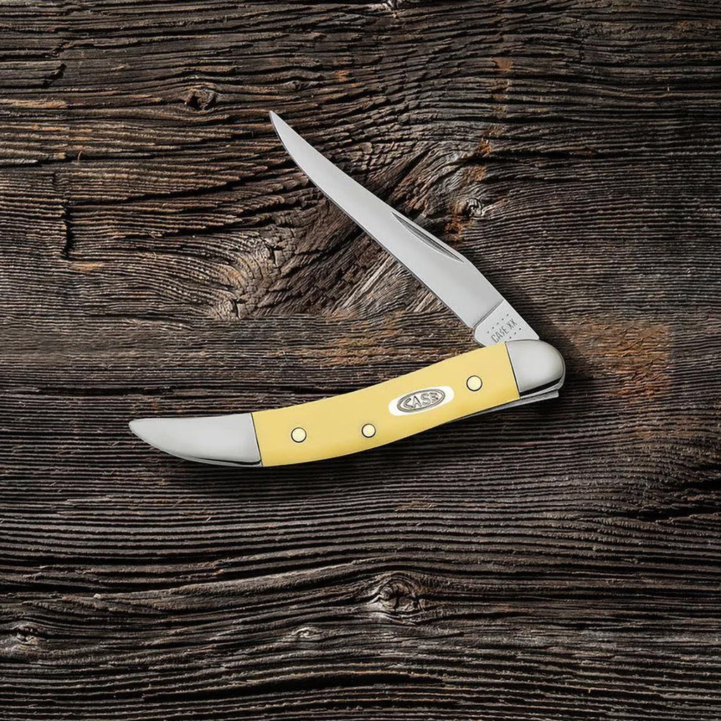 Case WR XX Pocket Knife Yellow Synthetic SS - Small Texas Toothpick Item #81095 - (310096 SS) - Length Closed: 3 Inches