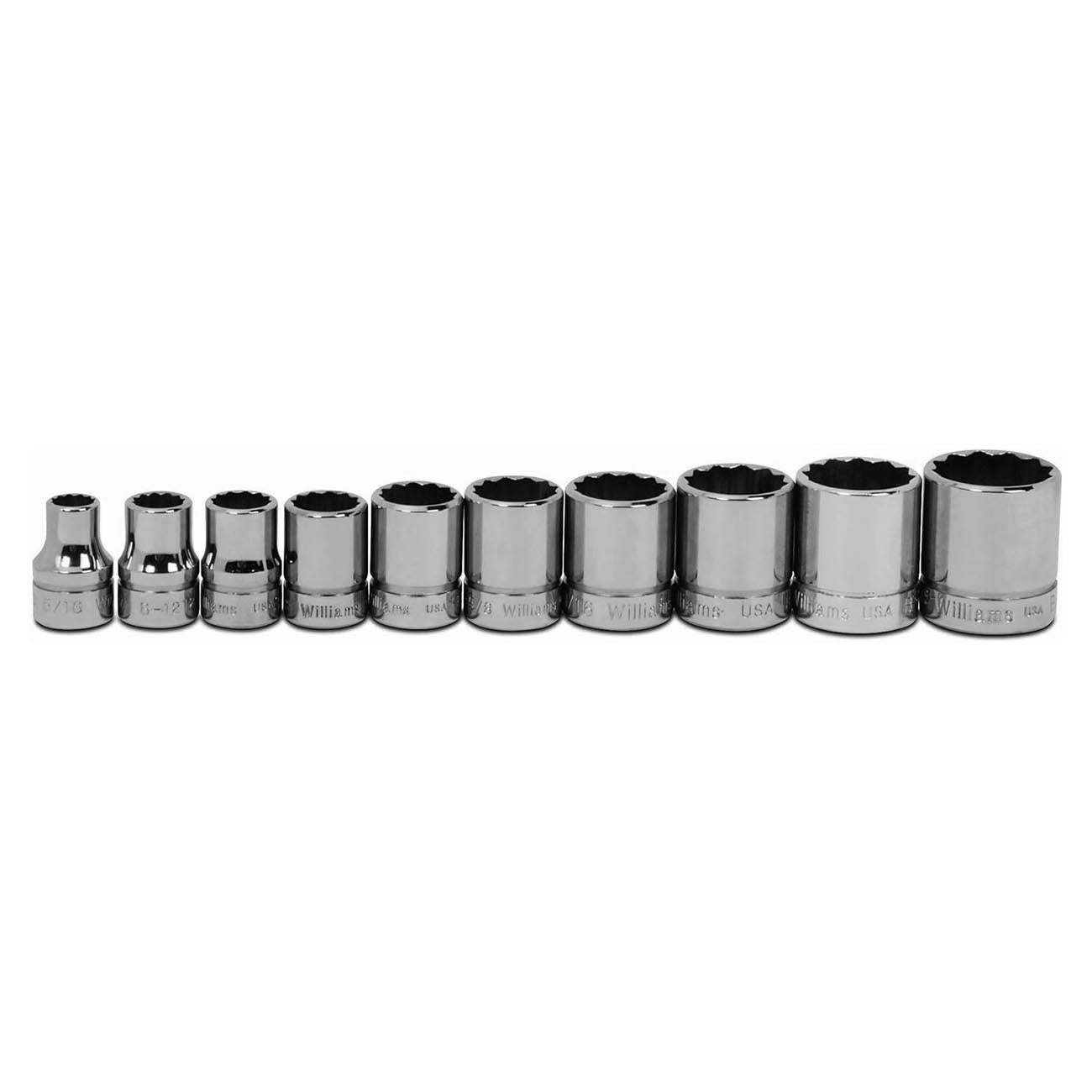 Williams WSB-10RC 10-Piece 3/8-Inch Drive Shallow 12 Point Socket Set