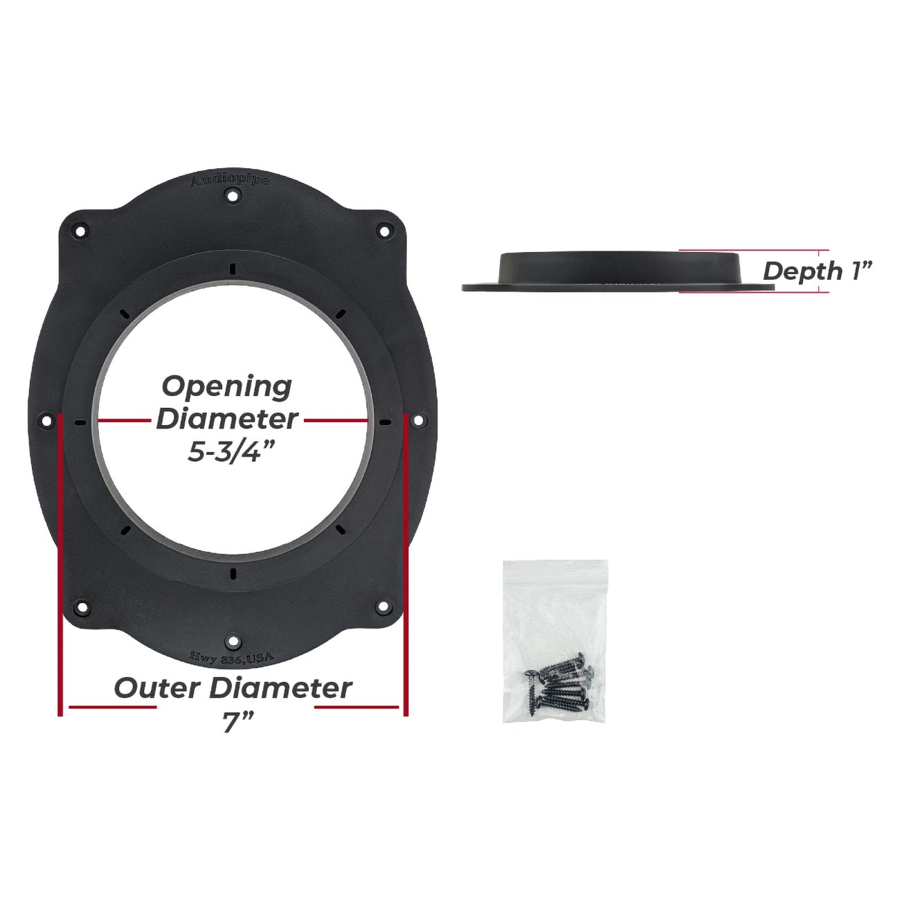 Audiopipe -Aftermarket Speaker Adapter (RING-PVC-A69-6), Sold in Pairs