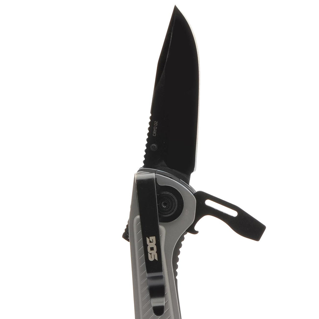 SOG Everyday Daily Solution EDC CRYO D2 Steel Compact Pocket Size Flash MT Multi-Tool, 7 Tools, Stainless-Steel Housing, Silver & Black