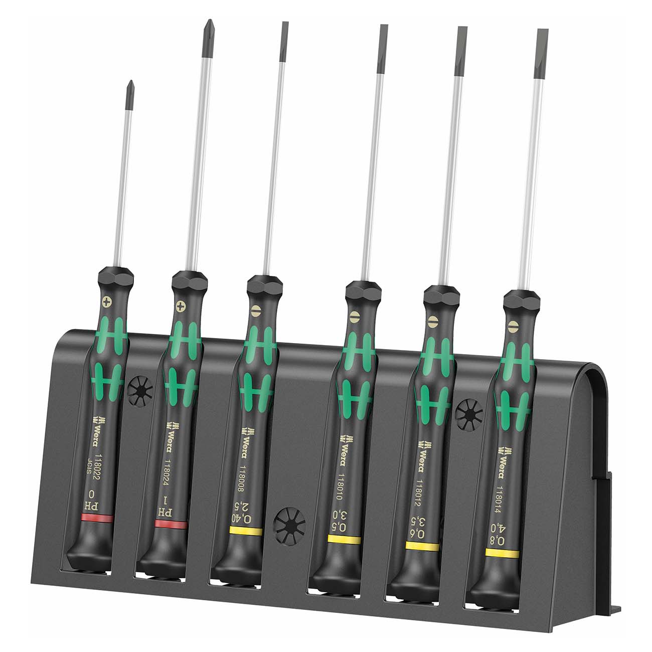 Wera 2035/6 Kraftform MicroSlotted/Phillips Electronics Screwdriver Set and Rack, 6-Piece, 05118152001