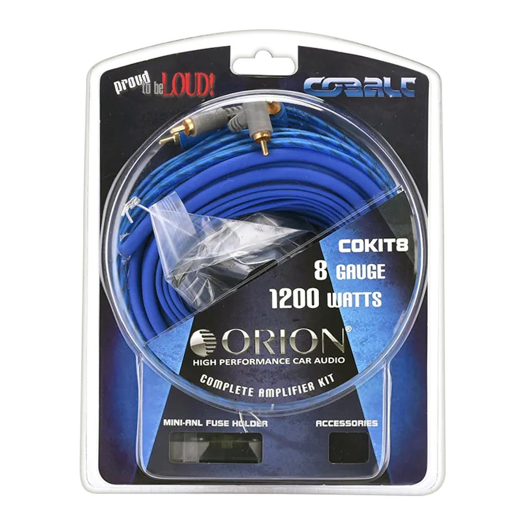 Orion Cobalt COKIT8 Complete Amp Wiring Kit | 8-Gauge Wire, 1200W, High Current Amplifier Wiring Kit, DIY Installation Cables, Includes Fuse Holder, Speaker Wire, RCA Cable