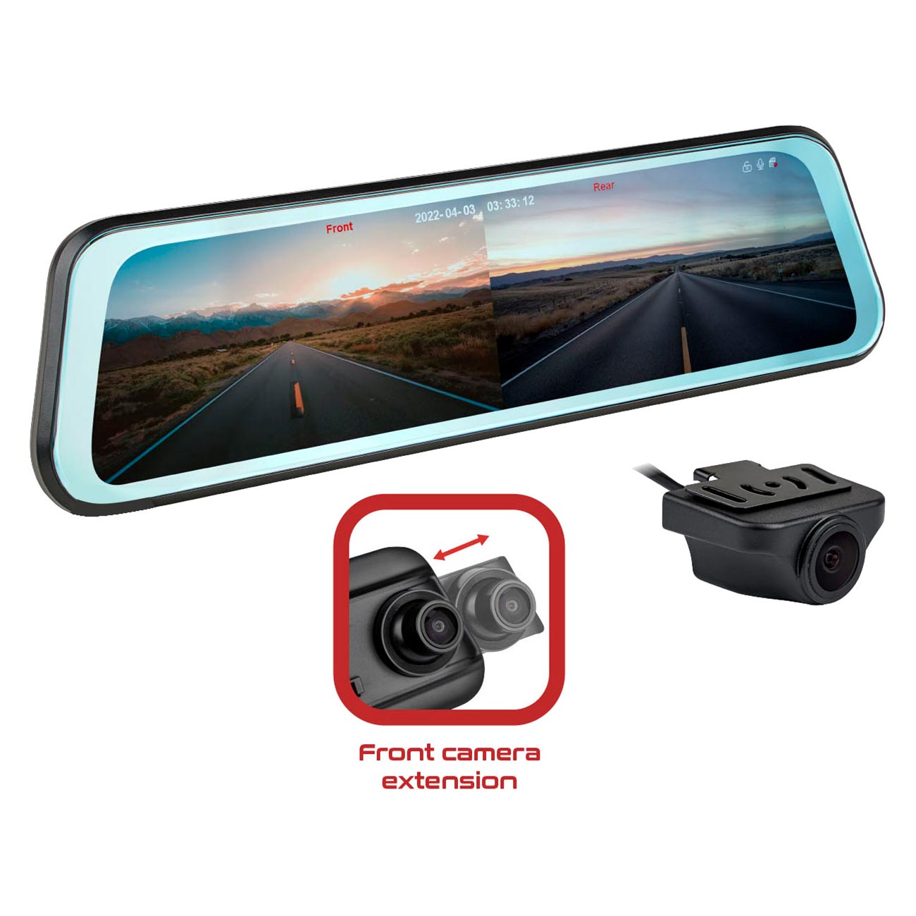 Installation Solution - 9.66” Monitor with Rear View Mirror and DVR (IS-RVDVR-99)