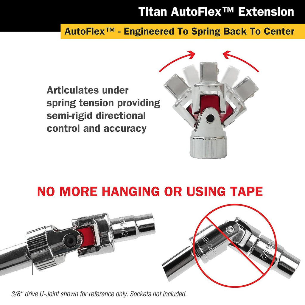 Titan 68108 3/8-Inch x 8-Inch Auto Flex Universal Joint Extension Adapter