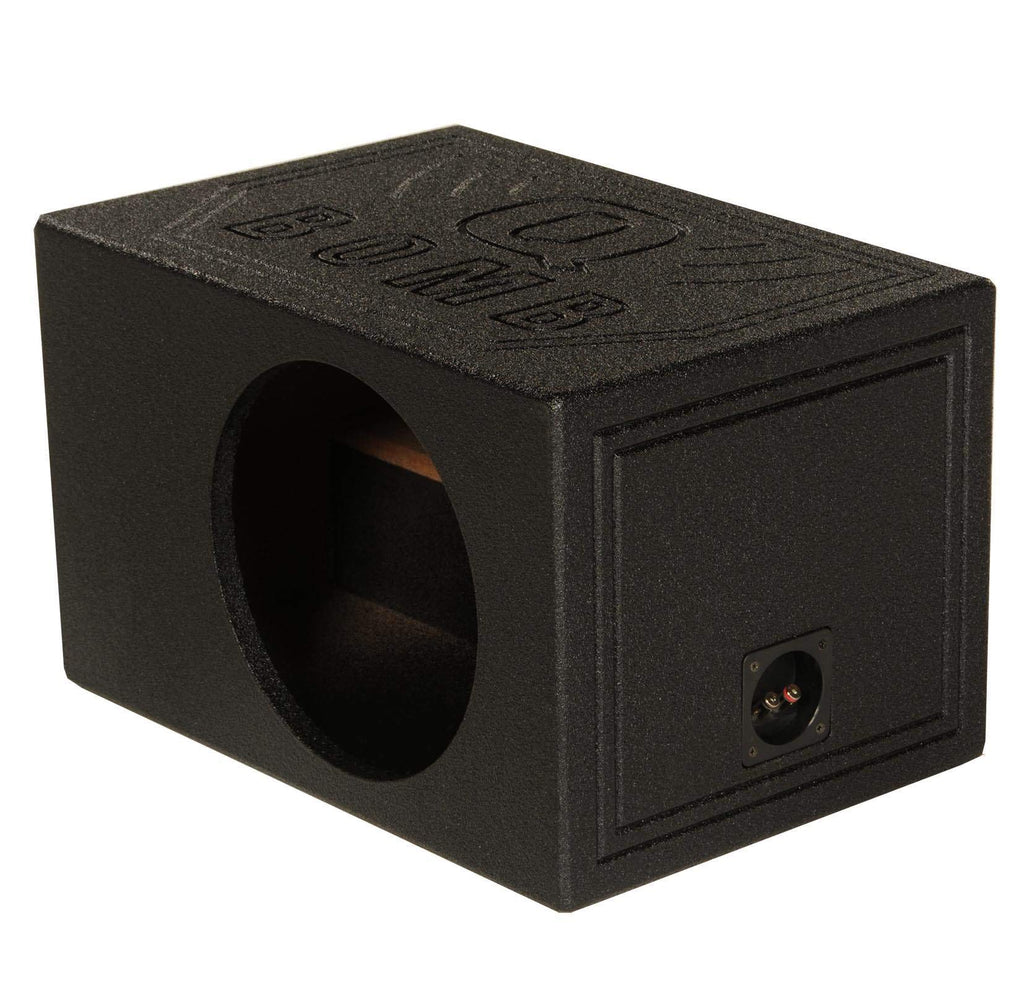 QPower QBOMB, Single 10" Tough Vented Shallow Ported Car Audio Subwoofer Box Enclosure with 1.4 Cubic Feet of Air Space, Black