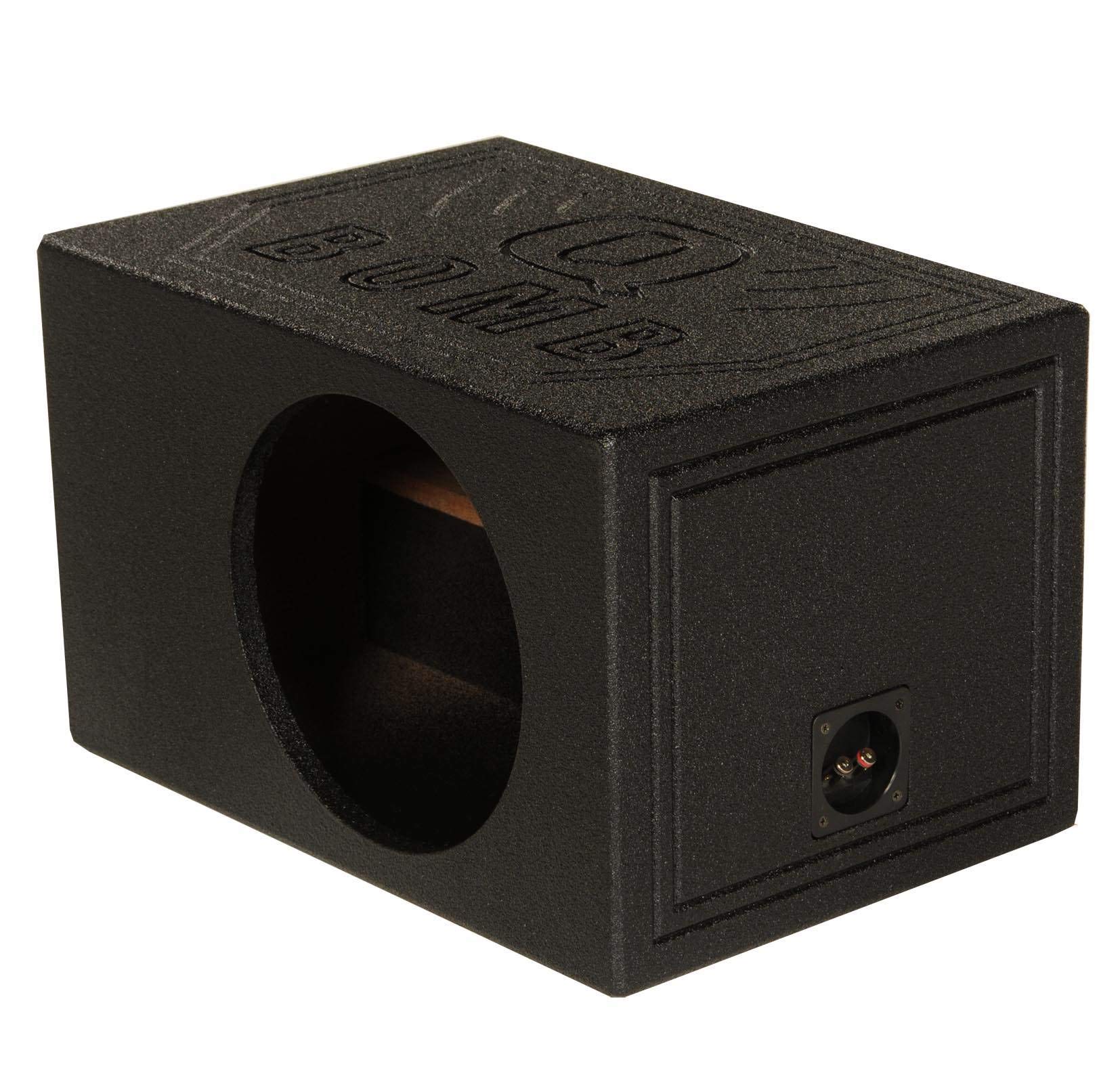 QPower QBOMB, Single 10" Tough Vented Shallow Ported Car Audio Subwoofer Box Enclosure with 1.4 Cubic Feet of Air Space, Black