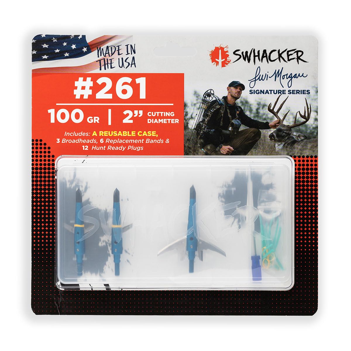 Swhacker#261 Levi Morgan Series 2-Blade Broadhead 2" 100 Grain Pack of 3
