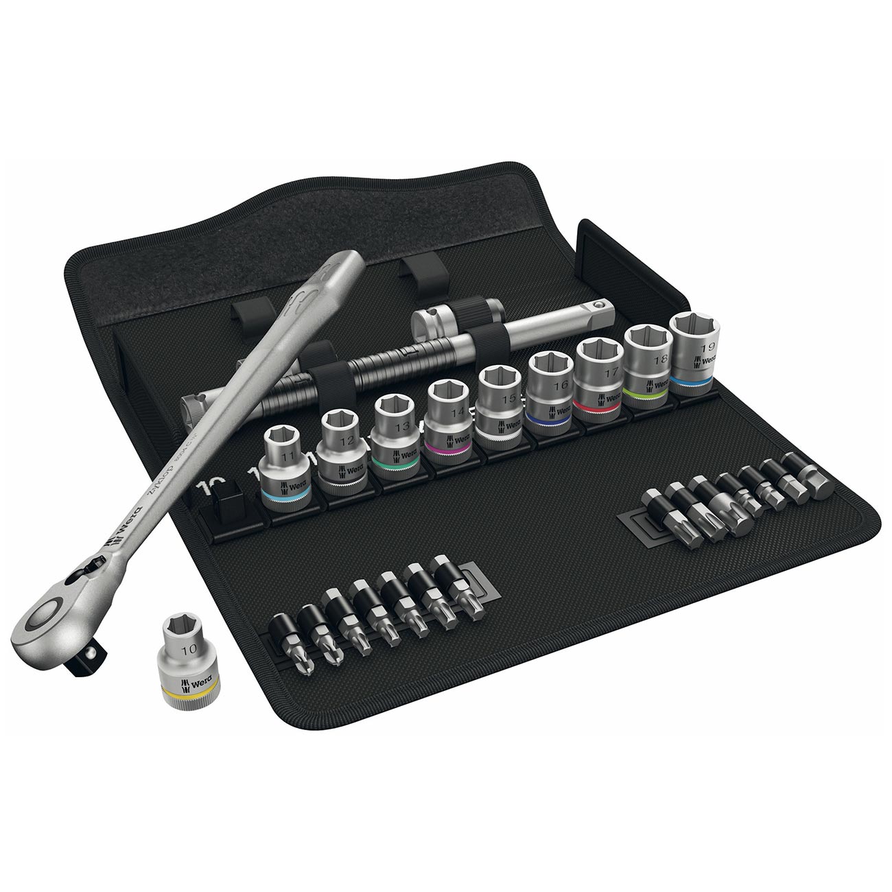 Wera 05004078001 8100 SC 8 Zyklop Metal Ratchet Set with Switch Lever, 1/2" Drive, Metric, 28 Pieces