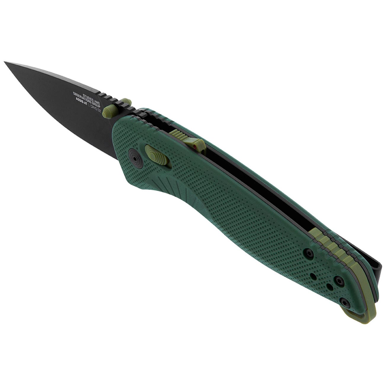 SOG Aegis AT Ambidextrous Outdoor Pocket Easy to Carry Folding Knives | CRYO D2 Stainless Steel Blade | AT-XR Lock, Forest/Moss