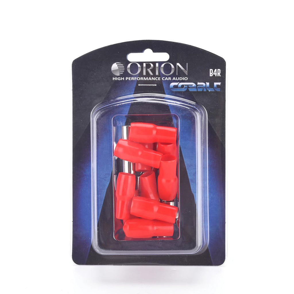 Orion Barrier Spade Fork Terminal B4R (10pcs) 4 Gauge AWG Connector Plugs - for Car Audio Terminal | Battery Cable Lug, Auto Parts, Automotive, Marine, Motorcycle, Trucks, RV - Gold Red