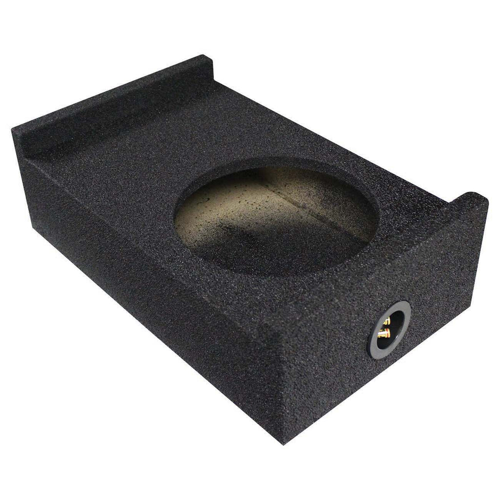 QPower QBSHALLOW10DF Single 10″ Sealed Subwoofer Enclosure – Universal Downfire/Behind Seat – Bedliner Finish