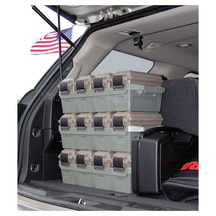MTM AC4C 4- can Ammo Crate, Convenient size, Stackable, easy carry and transport of 30 caliber ammo, Rugged tactical carrying crate, USA Made, 23.6"L x 11.25"W x 7.5"H, Brown
